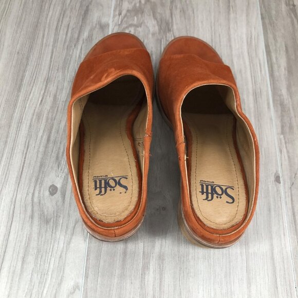Sofft Mules Womens 7M Carrey Orange Suede Slip On Open Toe Comfort Shoes - Picture 9 of 12